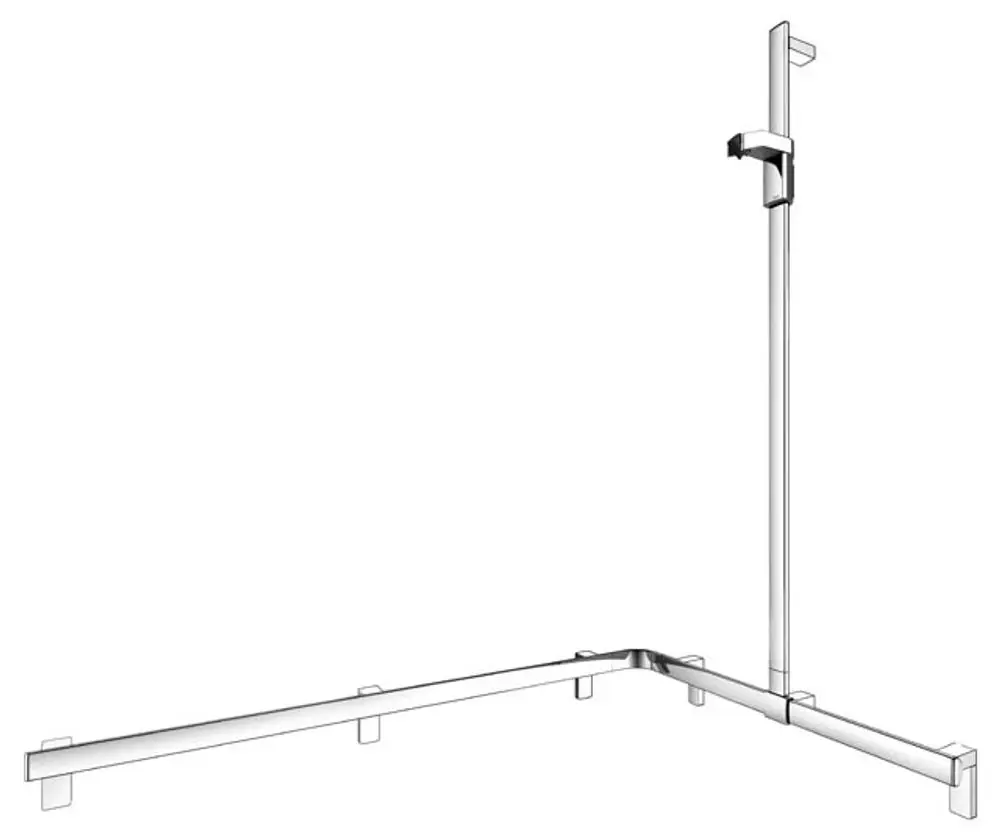 Duschhandlauf von Keuco in verchromtem Design, bestehend aus einer L-förmigen Stange mit vertikalem Halteelement zur Unterstützung in Duschen oder Bädern.
